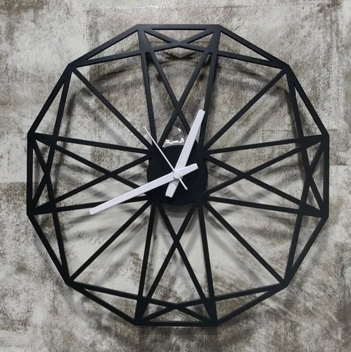 Black Geometric Metal Wall Clock