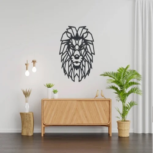 Stylish Lion Face Metal Wall Art
